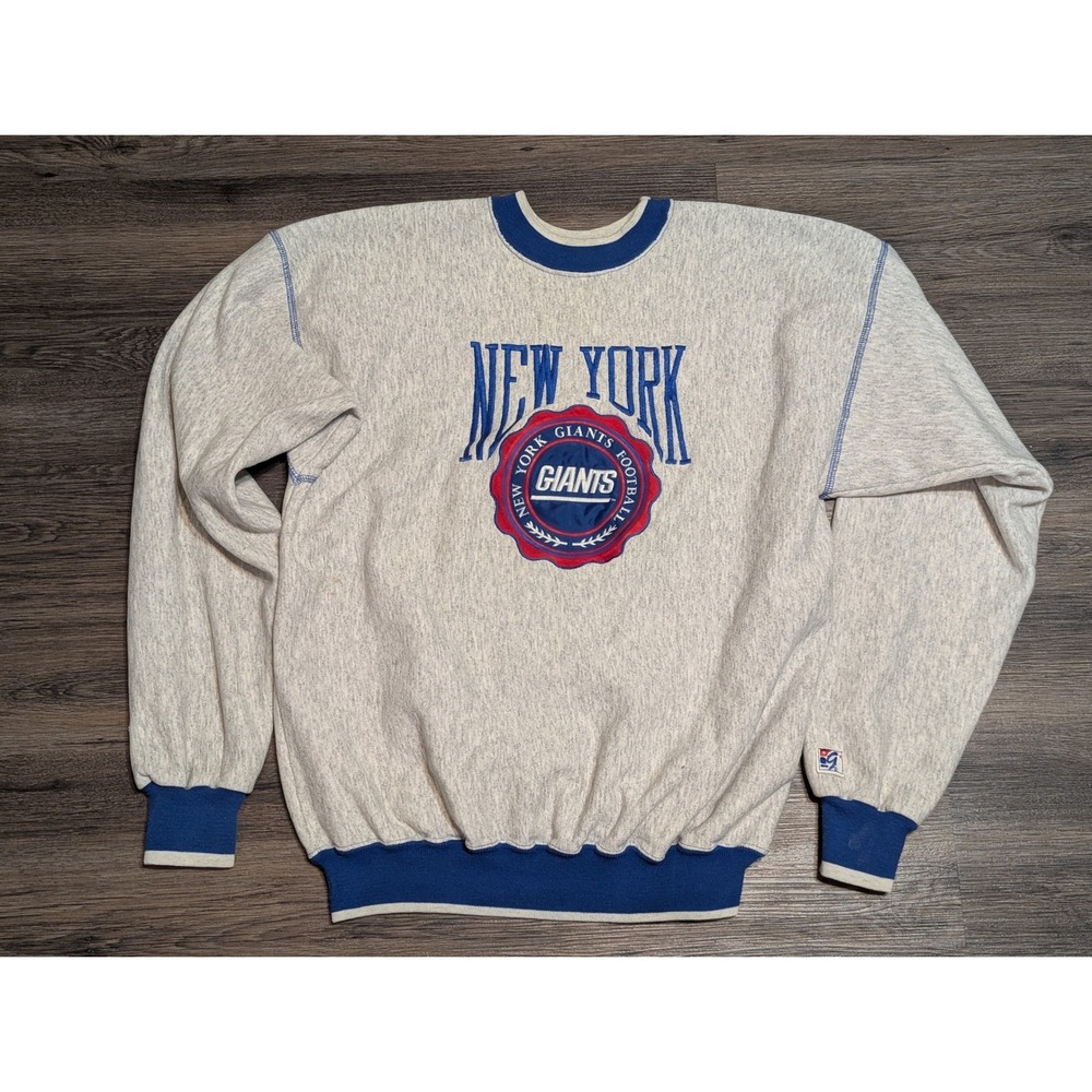 Vintage The Game New York Giants NFL Sweatshirt Mens XXL Gray Blue Embroidered